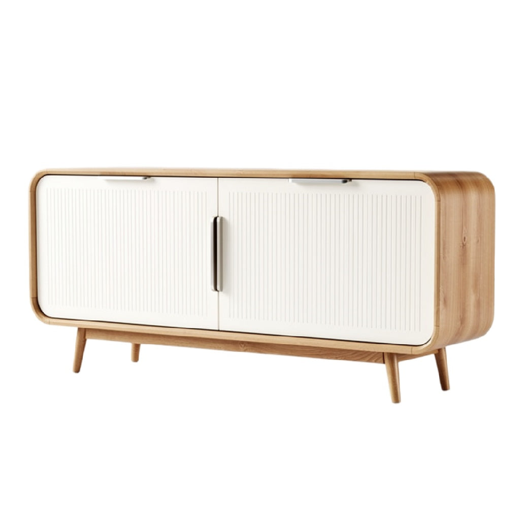 Titel: "Moderne Houten Dressoirkast met Witte Deuren"
