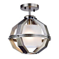 Industriële hanglamp met glazen kap en metalen frame